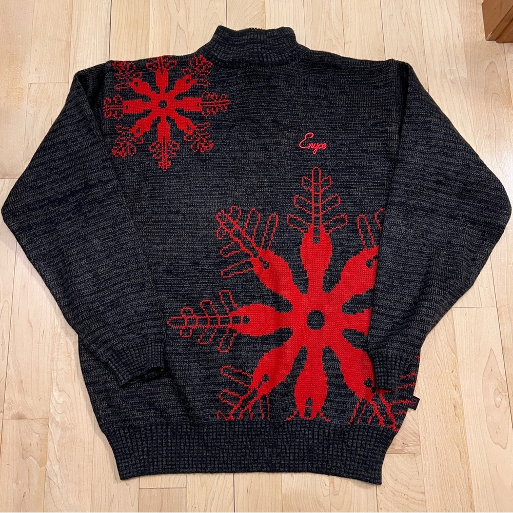 Enyce Charcoal and Red Snowflake Sweater